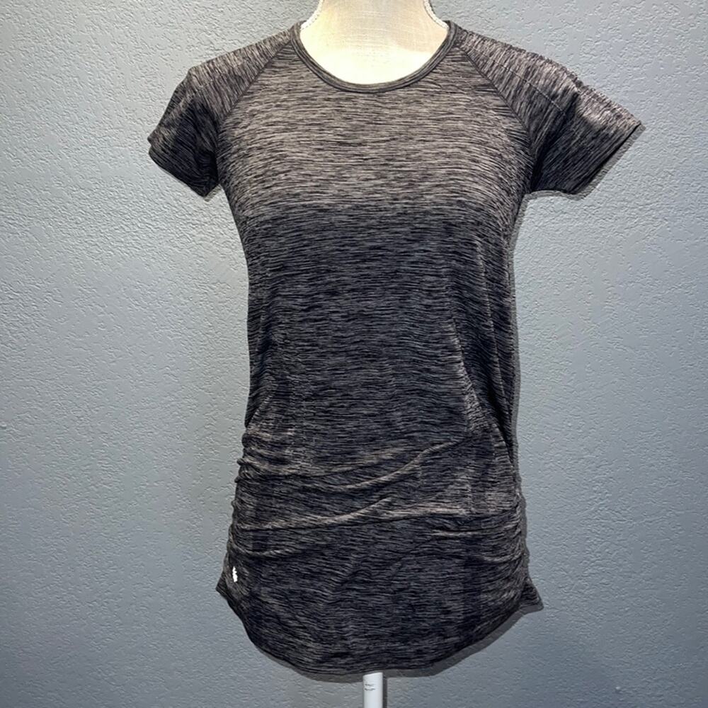 Athleta Seamless Gray Ruched Short Sleeve Tee-Size S